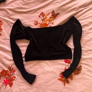 american apparel velvet off shoulder top